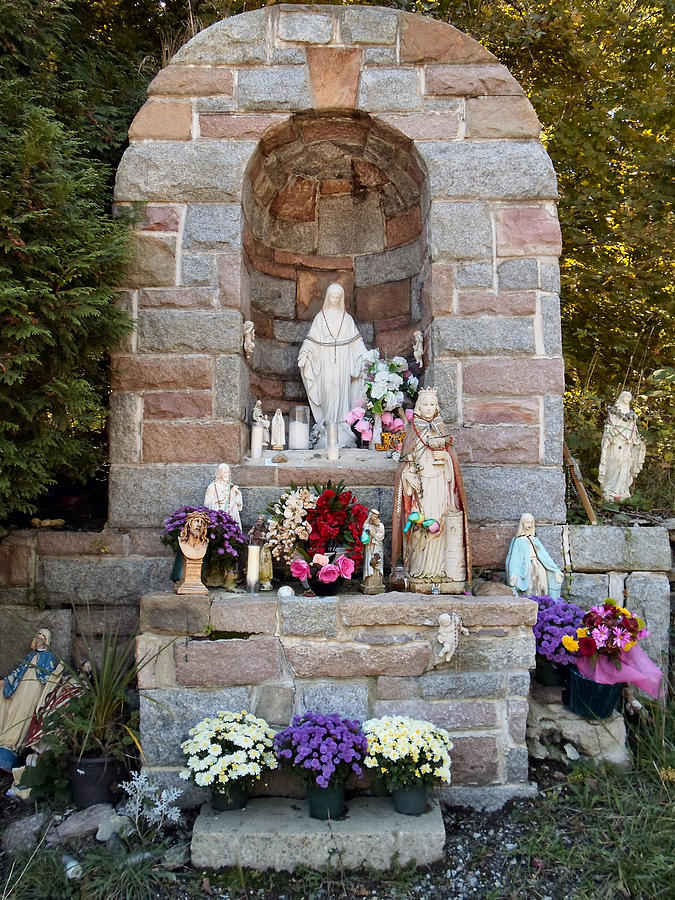 Flower Photograph - Comparison Mother Mary Shrine by Art Dingo