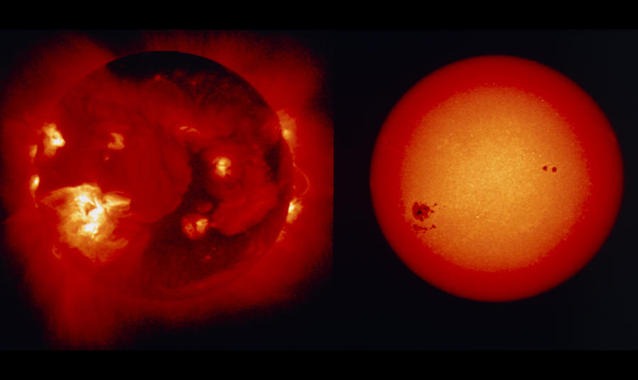 Comparison Of Visible & X-ray Images Of Sun Photograph by Nasajisas