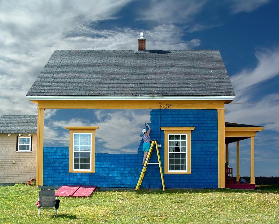 COMPOSITE - Blue Sky House Digital Art by William OBrien