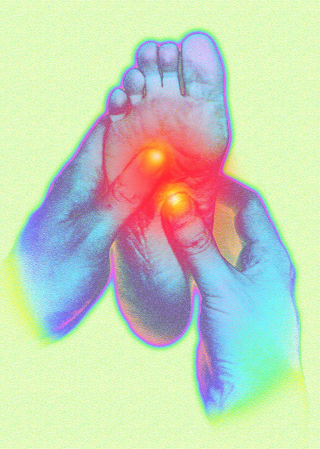 Reflexology Photograph - Computer Artwork Of Reflexologist Massaging A Foot by David Gifford