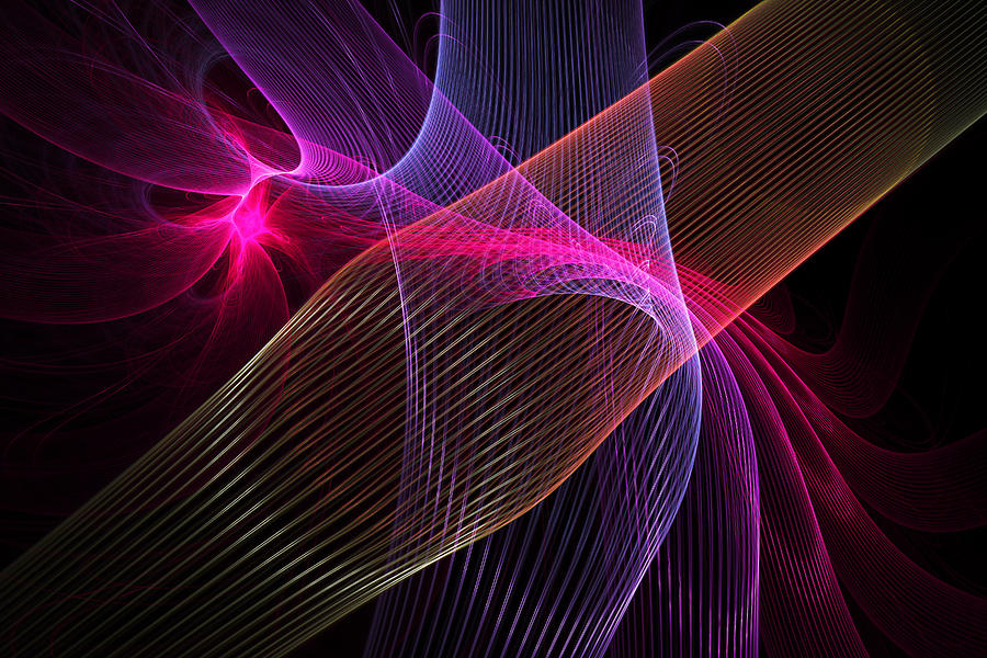 Abstract Digital Art - Computer Generated Blue Pink Abstract Fractal Flame Modern Art by Keith Webber Jr