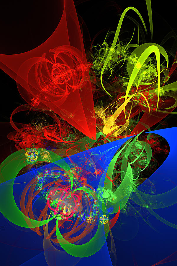 Abstract Digital Art - Computer Generated Blue Red Green Abstract Fractal Flame Modern Art by Keith Webber Jr