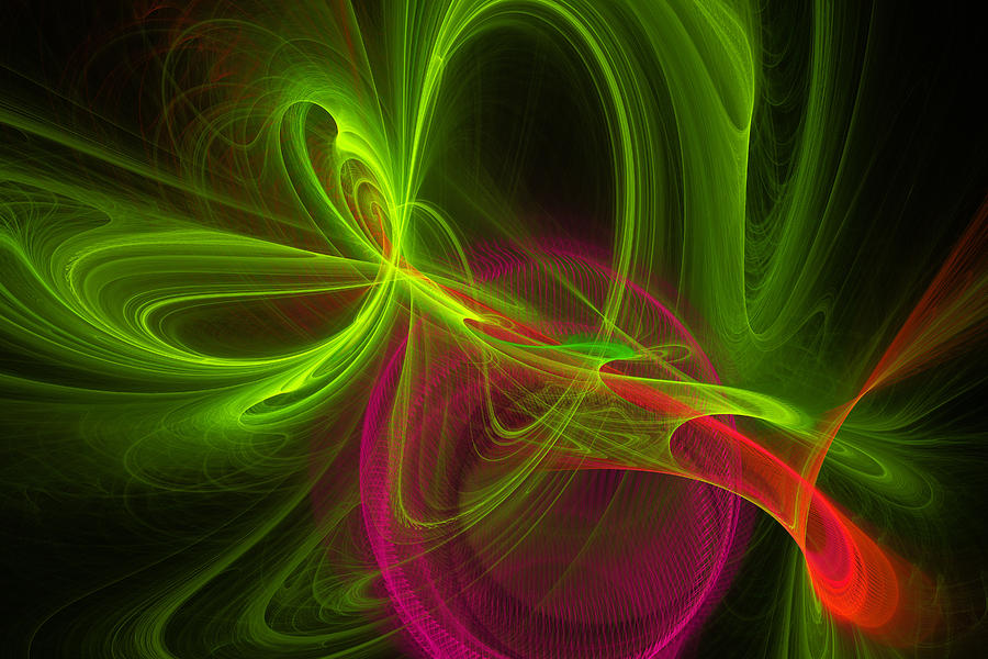 Computer Generated Green Magenta Abstract Fractal Modern Art Digital Art by Keith Webber Jr