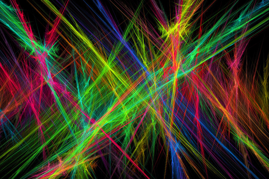 Computer Generated Lines Abstract Fractal Flame black Background Digital Art by Keith Webber Jr