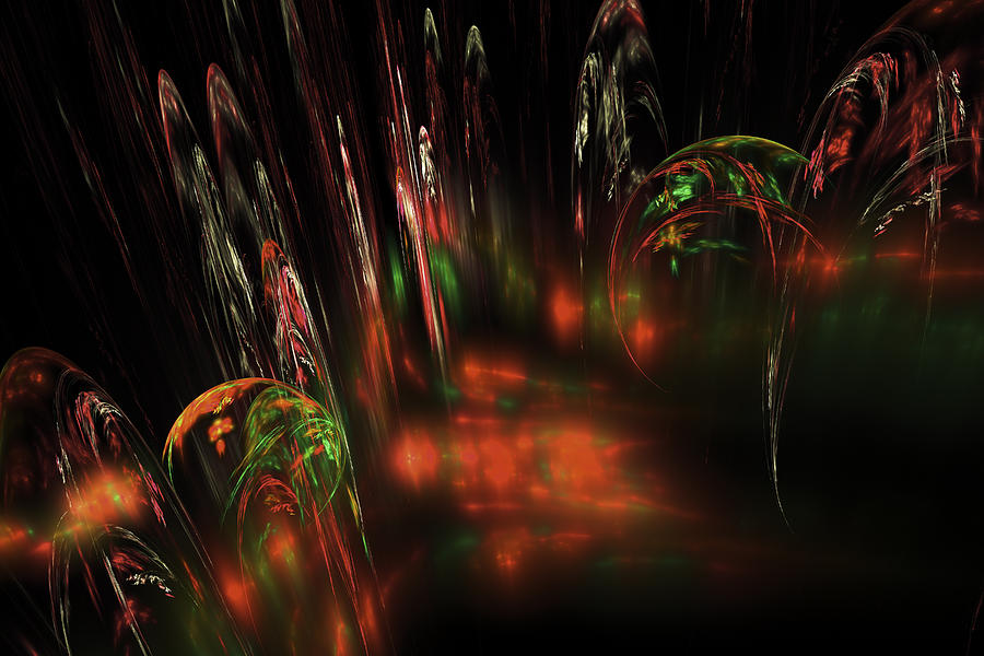 Computer Generated Red Green Abstract Fractal Flame Modern art Digital Art by Keith Webber Jr