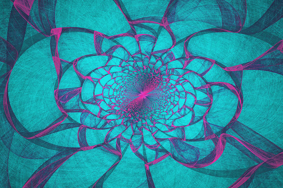 Computer Generated Teal Vortex Abstract Fractal Flame Modern Art Digital Art by Keith Webber Jr