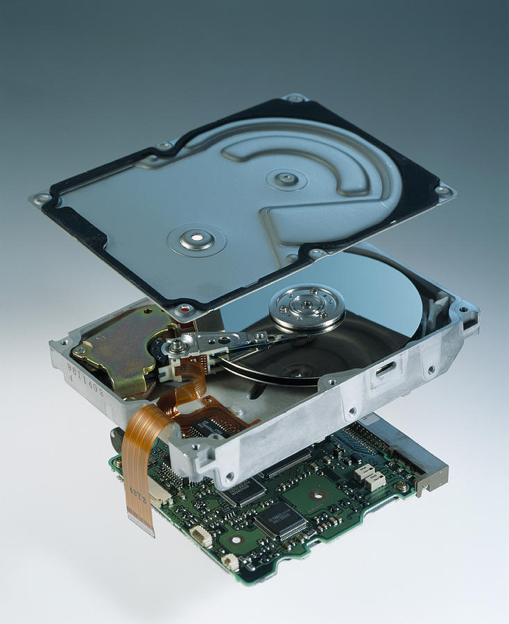 Platter Photograph - Computer Hard Disk Assembly by Sheila Terry