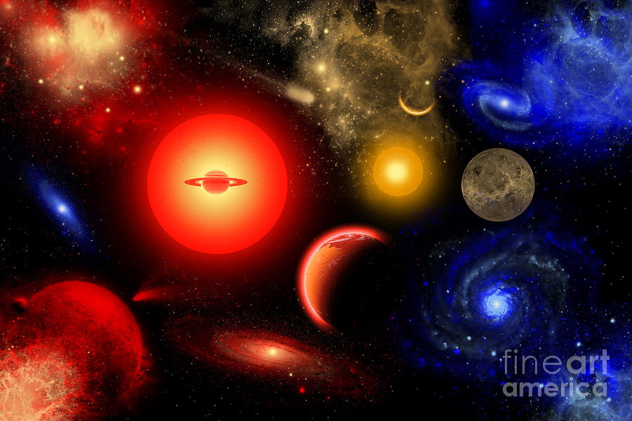 Conceptual Image Of Binary Star Systems Digital Art