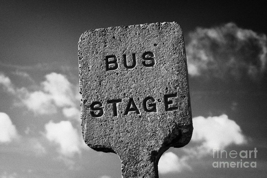 Sign Photograph - Concrete Northern Ireland Road Transport Board 1935 1948 Bus Stage Stop Road Sign  by Joe Fox