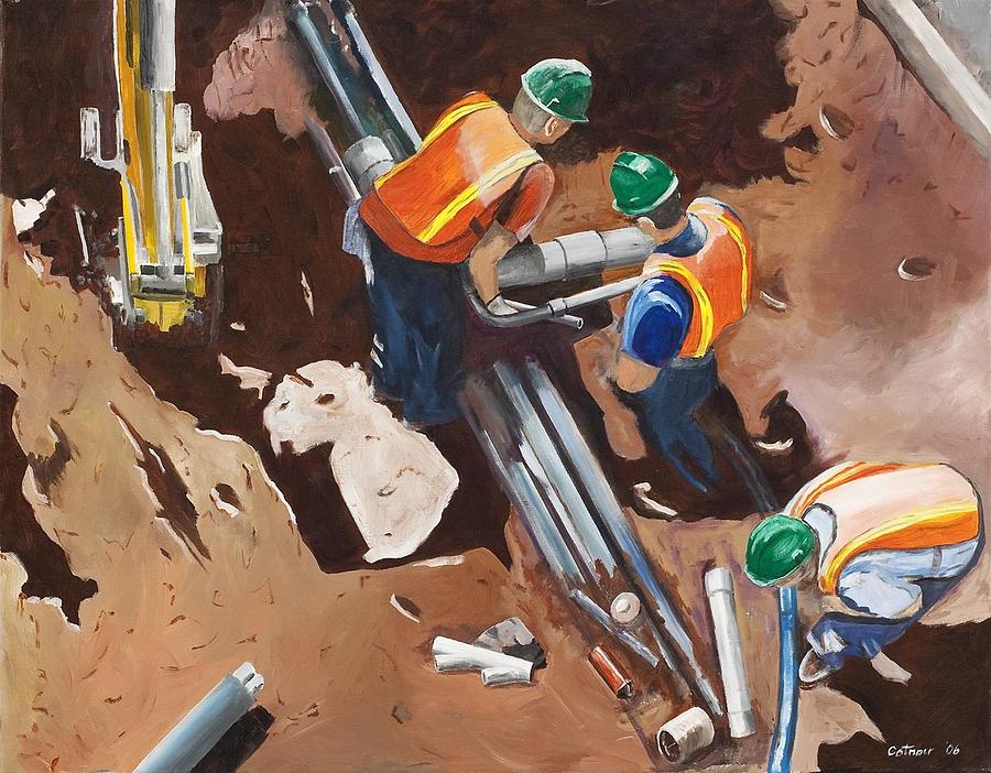 Conduit Installation Painting by Robert Cotnoir Fine Art America