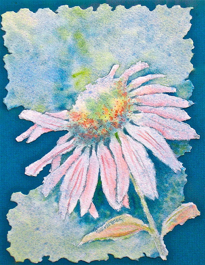 Coneflower With Blue Painting by Carolyn Rosenberger