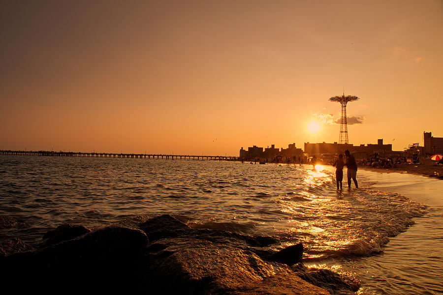 Sunset Photograph - Coney Island Beach Sunset - New York City by Vivienne Gucwa