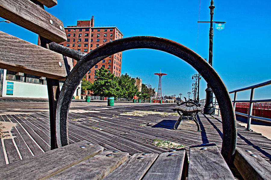 Coney Island Bench View Photograph by Alice Gipson