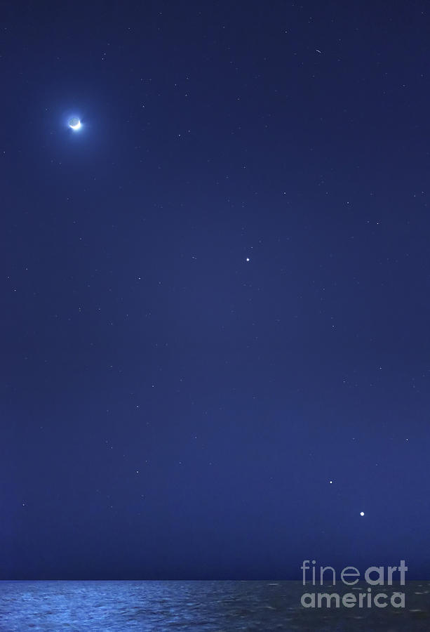 Conjunction Of The Moon, Jupiter, Mars Photograph by Luis Argerich
