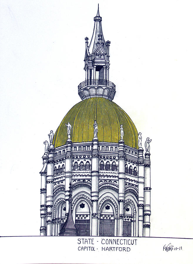 Connecticut State Capitol Drawing by Frederic Kohli - Pixels