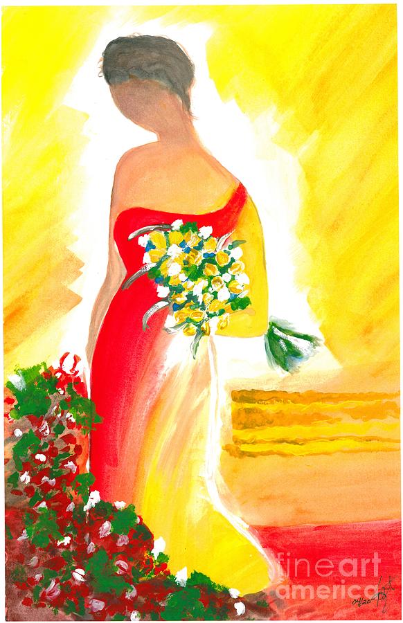 Lady In Red Painting - Consider the Lillies by Kat Beights
