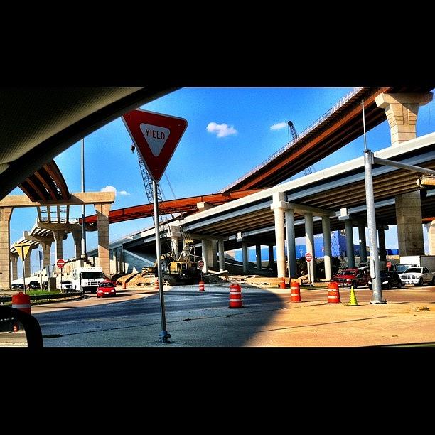 Driveby Photograph - #construction #blueskies #driveby by Will Lopez