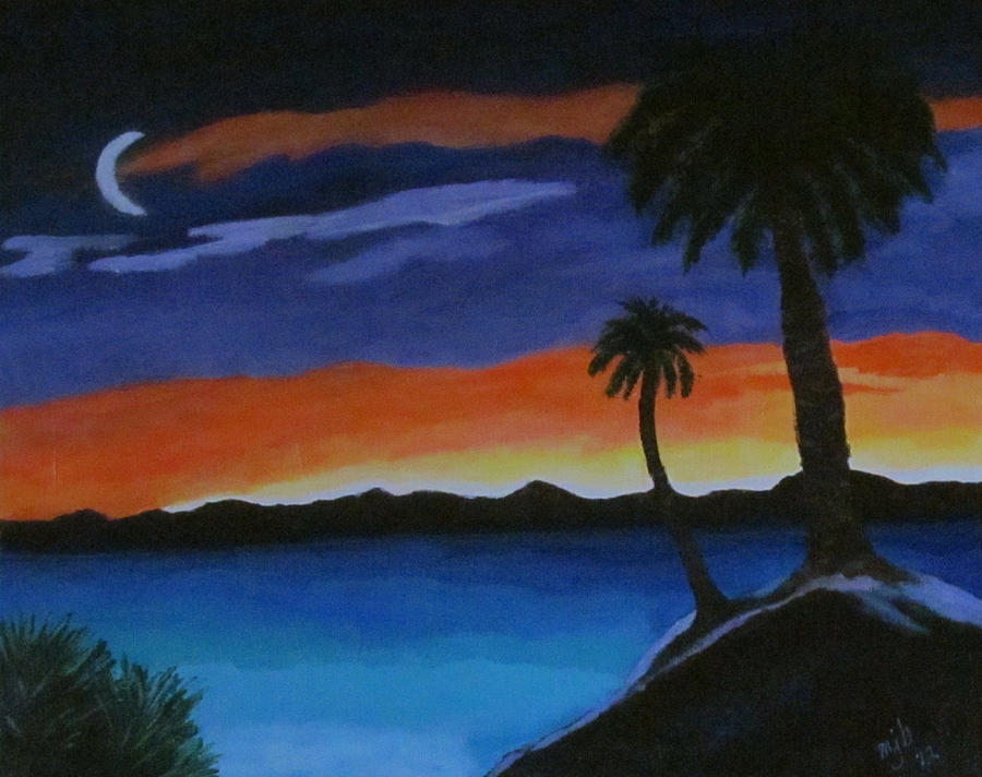Sunset Painting - Contemplation by Mary Jane Bricka