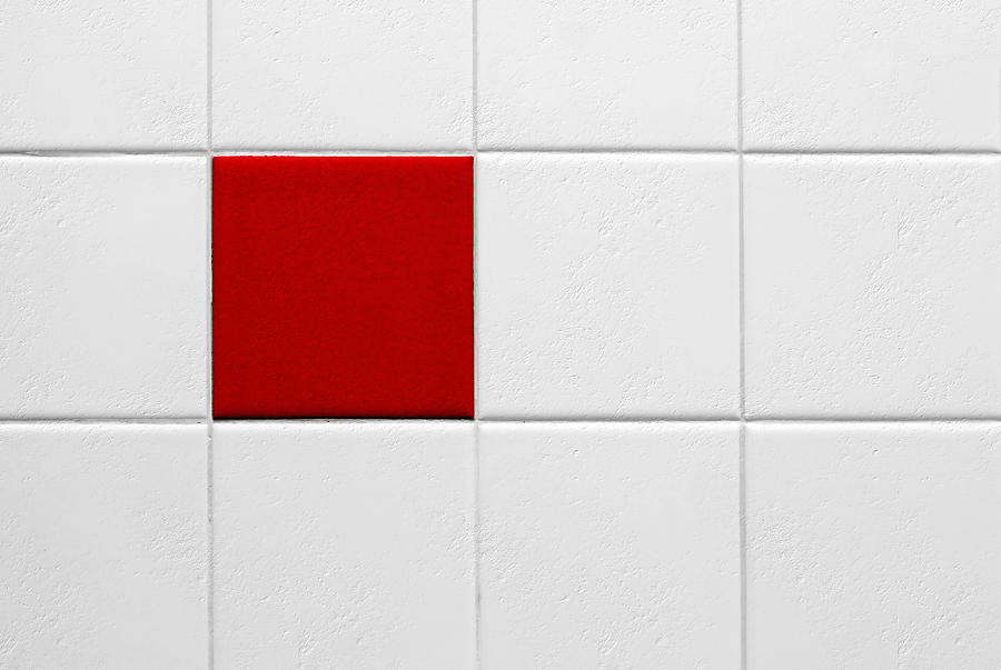 Contemporary Red Tile Among White Photograph by Tracie Schiebel