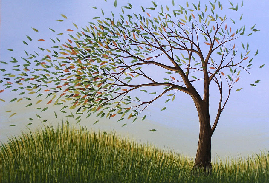 Contemporary Tree Art Blowing Away Painting By Amy Giacomelli