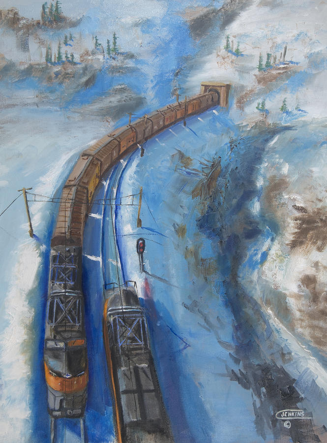Train Painting - Continetal  Divide by Christopher Jenkins
