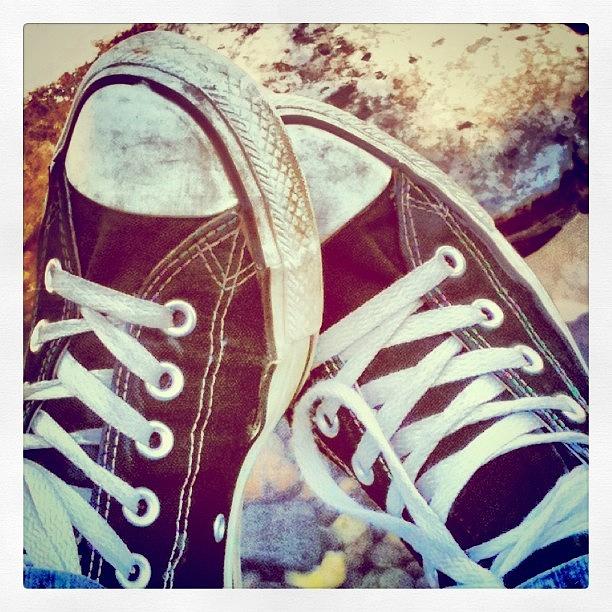 Nature Photograph - #converse #dirt #shoes #chucks #black by Melanie Stork
