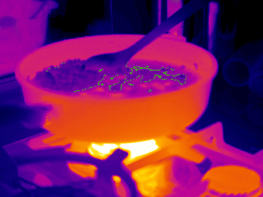 Spoon Still Life Photograph - Cooking On A Gas Stove, Thermogram by Tony Mcconnell