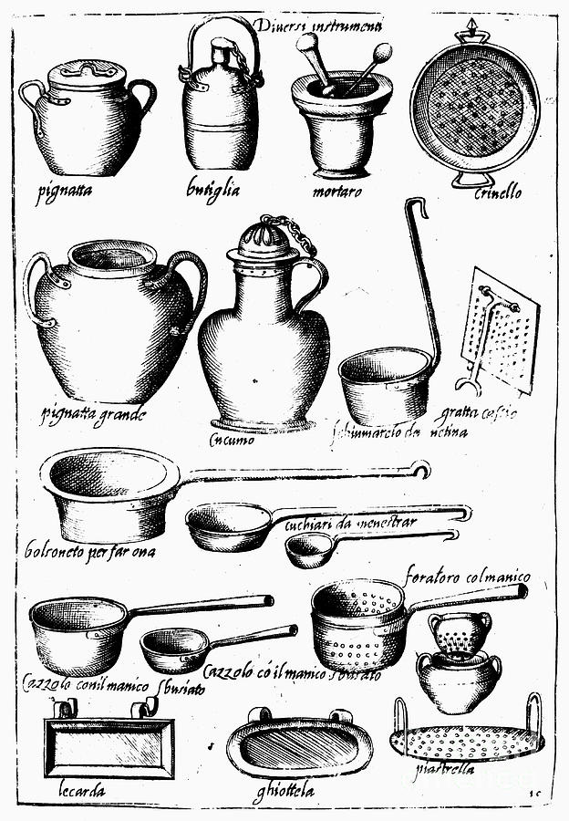Cooking Utensils, 1643 Photograph by Granger