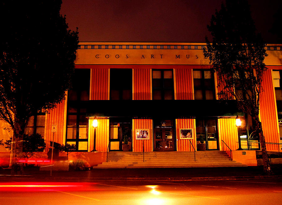 Coos Art Museum Photograph - Coos Art Museum at Night in Coos Bay by Gary Rifkin Coos Art Museum Photograph - Coos Art Museum at Night in Coos Bay by Gary Rifkin