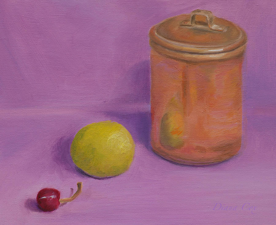 Still Life Painting - Copper on Pink by Diana Cox