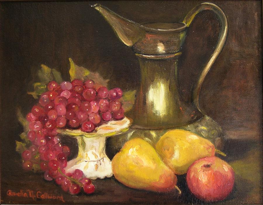 Copper Pitcher with Fruit Painting by Aurelia Nieves-Callwood
