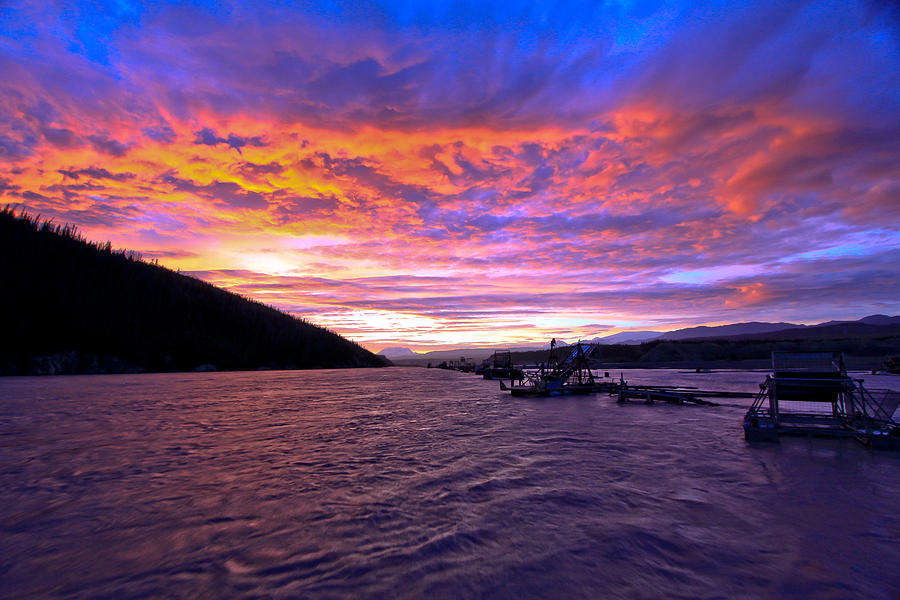 Copper River Fish Wheel Sunset Photograph by Sam Amato