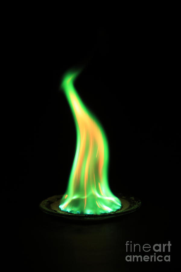 Copper(ii) Chloride Photograph - Copperii Chloride Flame Test by Ted Kinsman