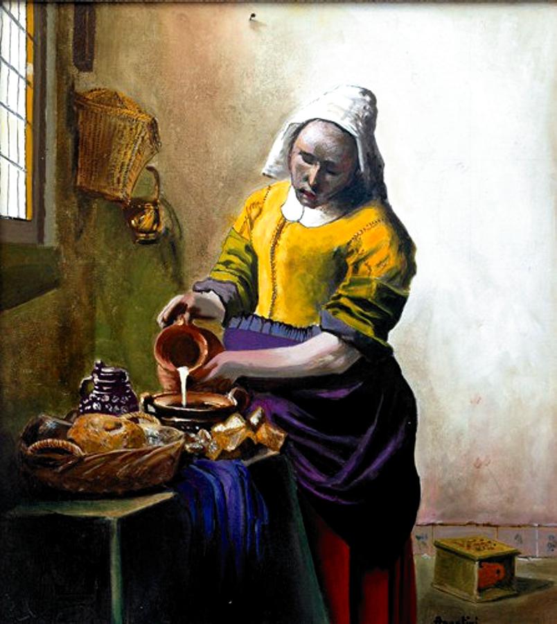Copy Of The Milkmaid Of Jaan Vermeer Paul De Haan 