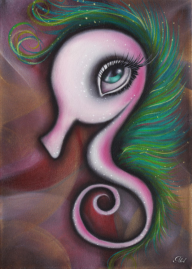 Seahorse Painting - Coral by Abril Andrade