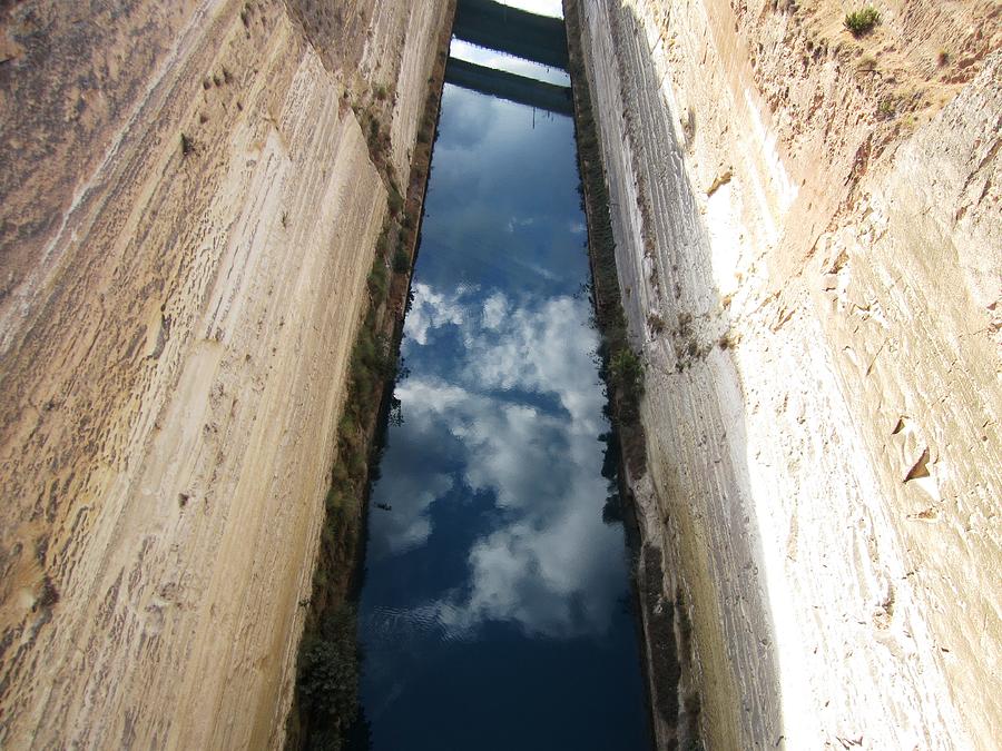 Corinth Canal Sky Reflection in Water II in Greece Photograph by John Shiron