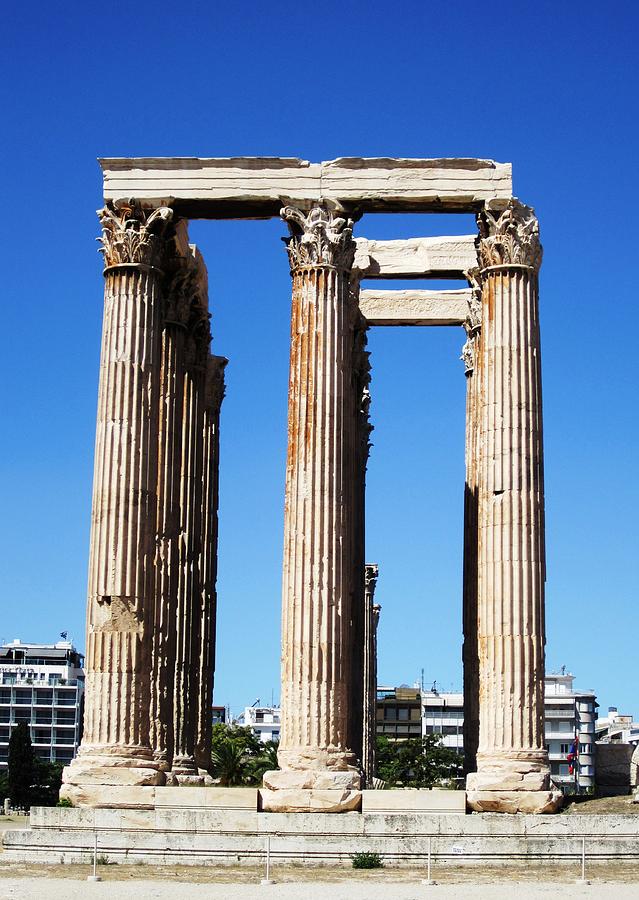 Corinthian Columns of the Temple of Olympian Zeus Ancient Ornate Greek Architecture Athens Greece Photograph by John Shiron