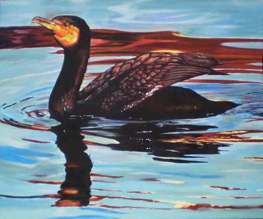 Cormorant Painting by Nina Camplin - Fine Art America