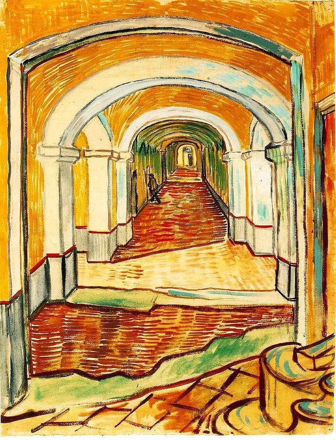 Corridor in the asylum Painting by Sumit Mehndiratta
