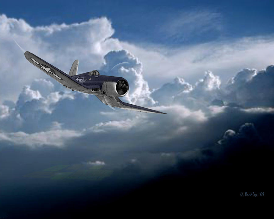 Airplane Digital Art - Corsair by George Skip Bradley