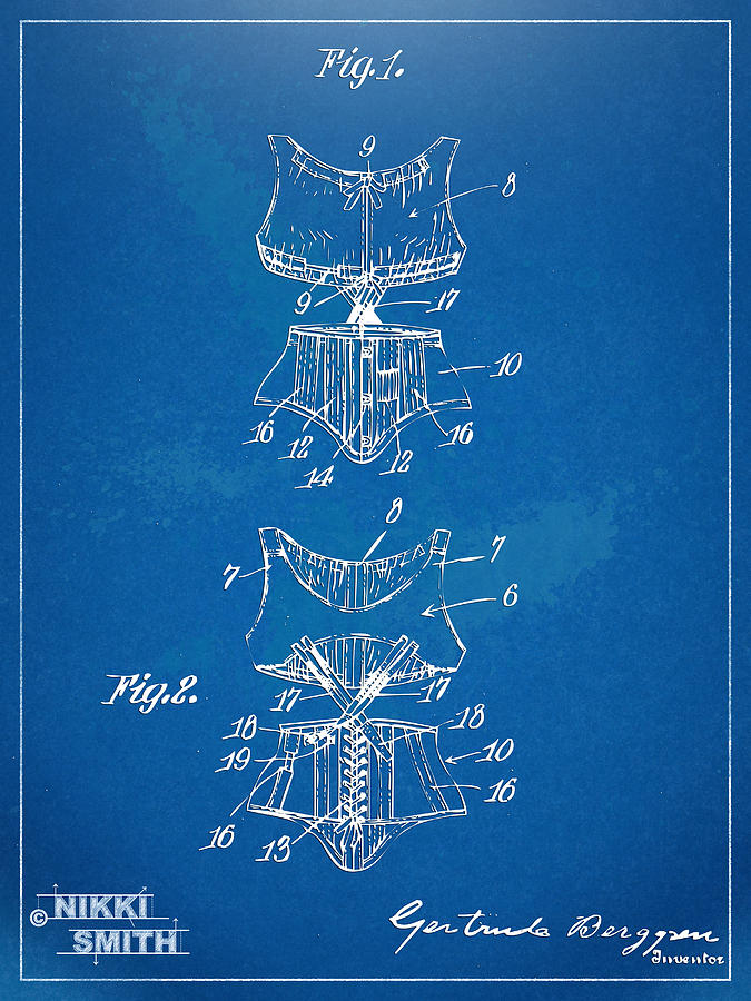Vintage Digital Art - Corset Patent Series 1907 by Nikki Marie Smith