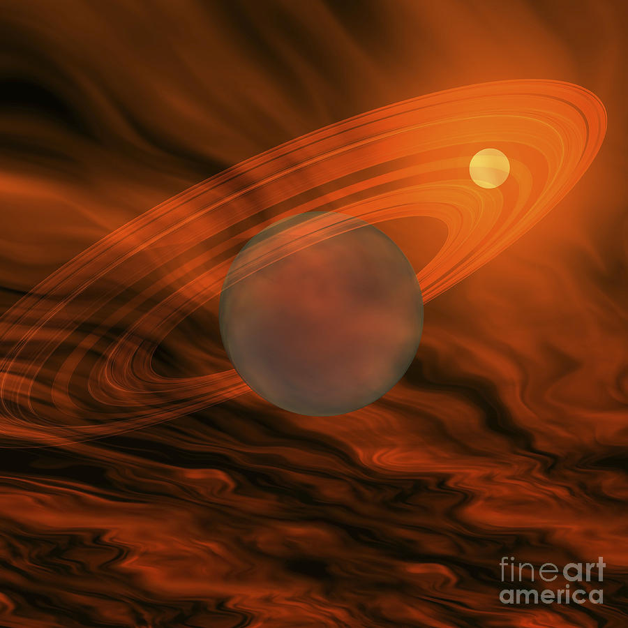 Space Digital Art - Cosmic Image Of A Giant Gaseous Ringed by Corey Ford