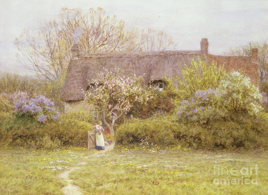 Cottage Painting - Cottage Freshwater Isle of Wight by Helen Allingham