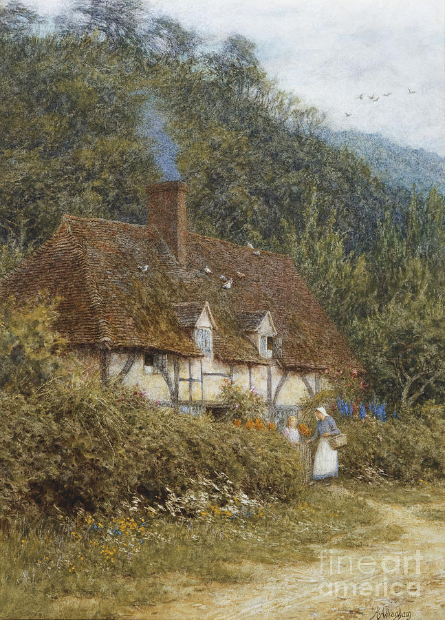 Cottage near Witley Surrey Painting by Helen Allingham