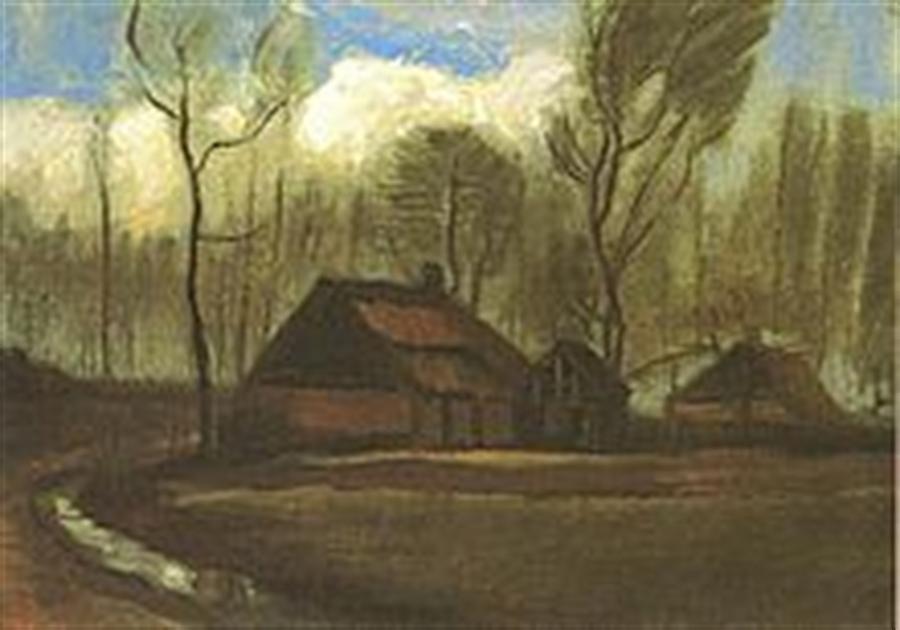 Cottage with Decrepit barn and Stooping Woman Digital Art by Vincent