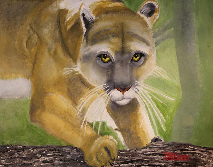 Cat Painting - Cougar by Terry Lewey