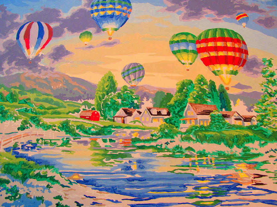 Acrylic Painting - Country Balloon Ride by Amy Bradley