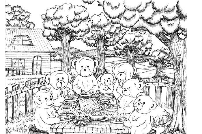 Country Bears Outdoor Lunch 1 Drawing by Kristin Tan - Fine Art America