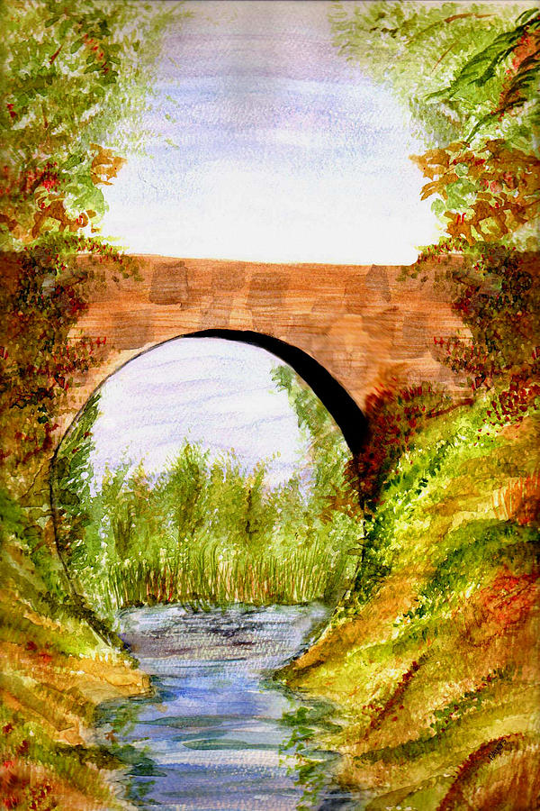 Country Bridge Painting by Paula Ayers
