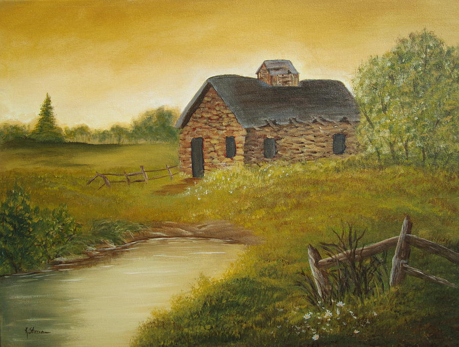 Country Cabin Painting by Kathy Sheeran